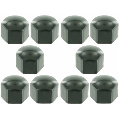 10x Cache écrou bouchon de protection hexagonal en plastique polyéthylène noir, M6 x 10mm