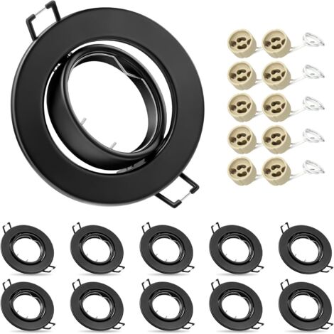 10x cadre encastrable, douille gu10, spot orientable 30°, aluminium, découpe 65-80 mm, intérieur et commerce