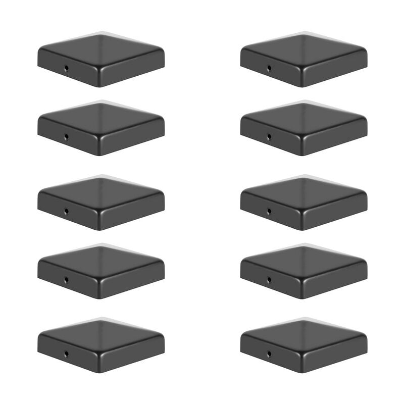 10x Capuchon de poteau Capuchon de poteau de clôture Capuchon de poteau de clôture Noir 71mm - Vingo