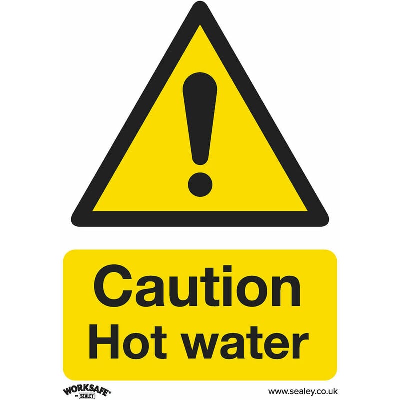 10x CAUTION HOT WATER Health & Safety Sign Self Adhesive 75 x 100mm Sticker