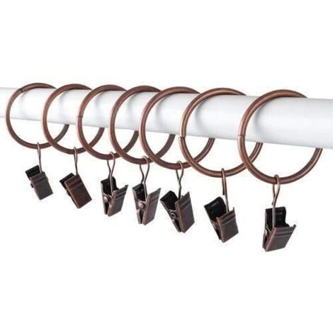 10x Clips de Rideau Anneaux Crochets de Tringle à Suspension en Métal Anneaux de Rideau de Draperie avec Clip
