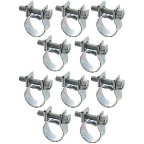 10x Collier de Serrage Mini à Visser Durite Essence Carburant Tuyau Auto Moto Scooter Tondeuse Mobylette Fixation, 6-8mm