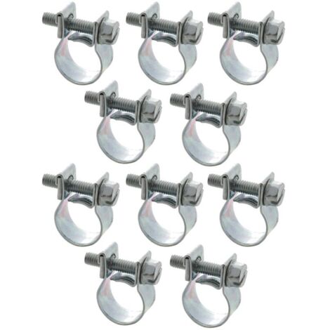 10x Collier de Serrage Mini à Visser Durite Essence Carburant Tuyau Auto Moto Scooter Tondeuse Mobylette Fixation, 6-8mm