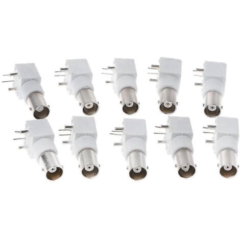 10x Connecteurs BNC femelles à angle droit pour montage sur circuit imprimé avec passe-câble