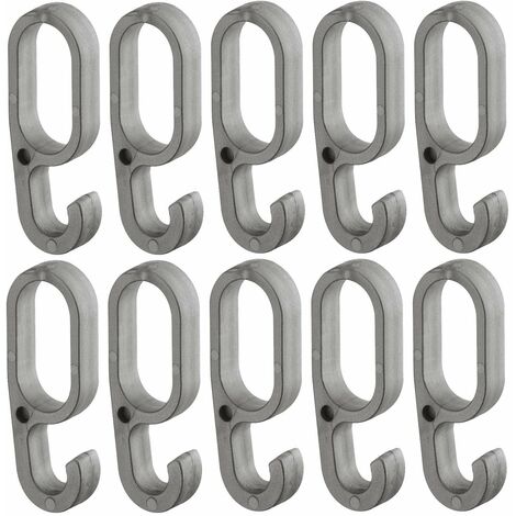 CYCLINGCOLORS 10x Crochet pour tringle ovale 30 x 15mm à enfiler sur la barre Dressing Armoire Entrée Chambre Vêtement Portemanteau Suspension Malin Pratique, en plastique gris aspect argent
