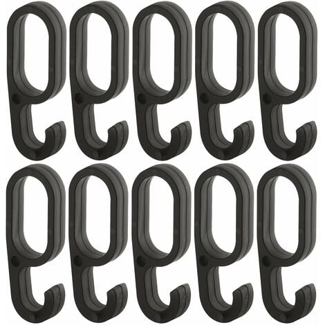CYCLINGCOLORS 10x Crochet pour tringle ovale 30 x 15mm à enfiler sur la barre Dressing Armoire Entrée Chambre Vêtement Portemanteau Suspension Malin Pratique, en plastique blanc