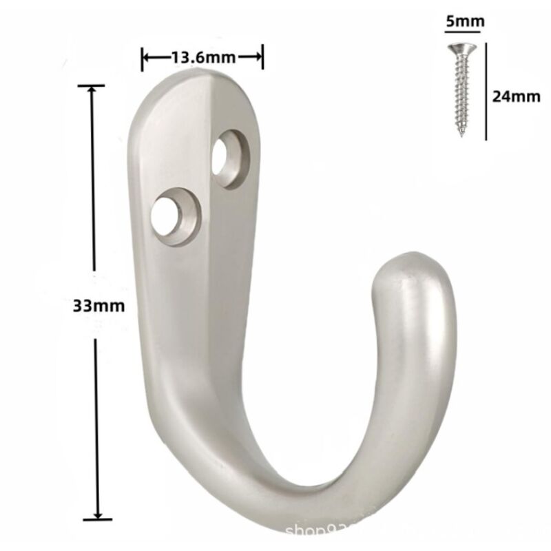 10x Crochet simple en métal finition chrome satiné avec vis Mural Cuisine Salle de bain Porte Manteau Serviette Sac Couvert Vêtement Dressing Meuble