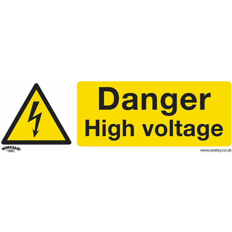 Loops - 10x danger high voltage Health & Safety Sign - Self Adhesive 300 x 100mm Sticker