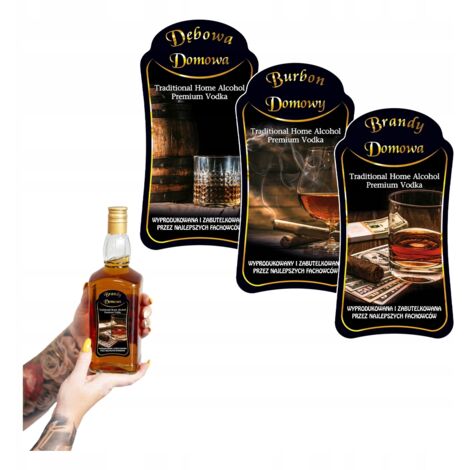 10x DĘBOWA BOURBON BRANDY Flaschenetiketten