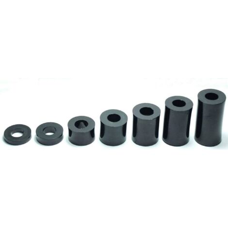 10x DISTANZIALE M6 SPESSORE DA 2MM A 30MM PLASTICA 6MM x 10MM DISTANZIATORE CILINDRICO TONDO RONDELLA NERO (Spessore L=10mm)
