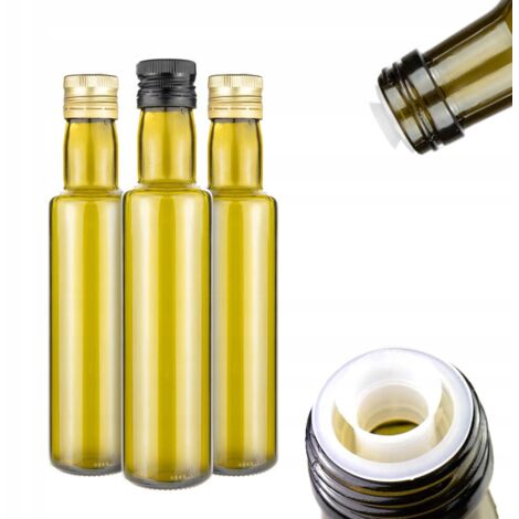10x DORICA OLIVE 250ml Bottiglie per Olio d'Oliva con Dosatore Vetro Scuro