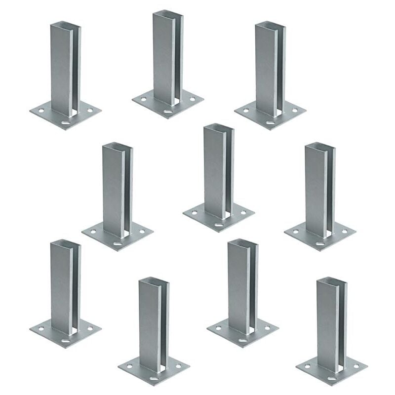 10x Douille à visser Support de poteau Sabot de poteau 40x60 mm argent galvanisé