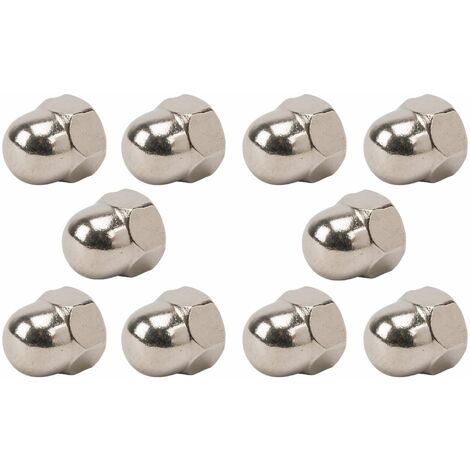 10x Ecrou borgne hexagonal en acier inoxydable A2 norme DIN 1587, M5 x 10mm