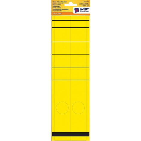 10x Einzel Ordner-Etiketten Schmal Lang 297x38mm Gelb