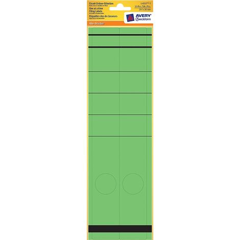 10x Einzel Ordner-Etiketten Schmal Lang 297x38mm Grün