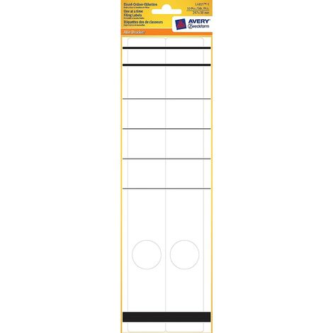 10x Einzel Ordner-Etiketten Schmal Lang 297x38mm Weiß
