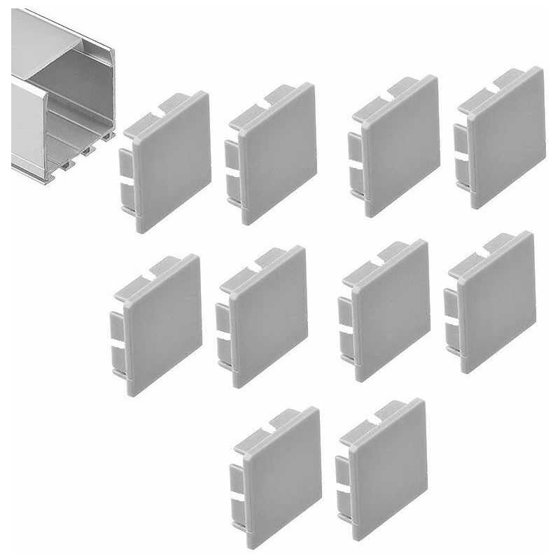 Cyclingcolors - 10x Embout de tube carré pour profilé bande ruban led Fixation Extrémité Accessoire Finition Eclairage Placard Dressing, 16 x 16mm