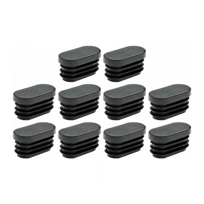 10x Embout de tube rentrant ovale à ailettes antidérapant en peld Bouchon Capuchon Pied Meuble Table Chaise Protection Extrémité Cannelé, 40 x 20mm