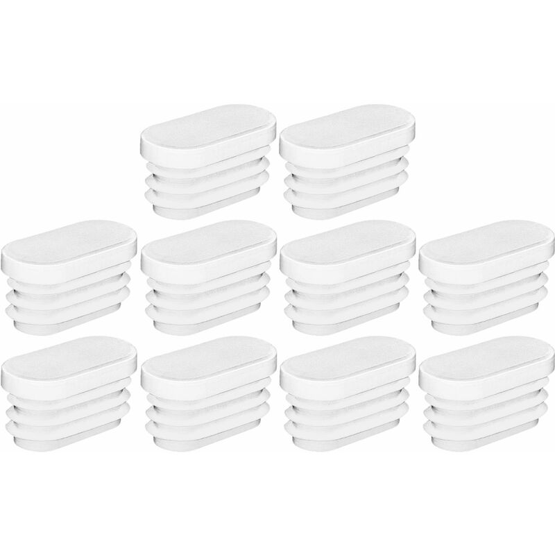 Cyclingcolors – Lot de 10 embouts de tube rentrant ovales antidérapants en PELD – 30 x 15 mm blanc – Protection pour pieds de meubles et chaises