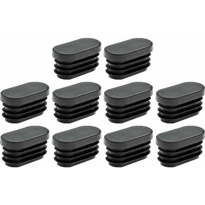 10x Embout de tube rentrant ovale à ailettes antidérapant en peld Bouchon Capuchon Pied Meuble Table Chaise Protection Extrémité Cannelé, 30 x 15mm