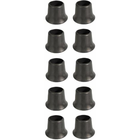 10x Embout enveloppant extérieur rond bouchon PVC plastifié noir fonc renforcé base élargie pied de chaise table patin meuble assise protection tube, 10mm