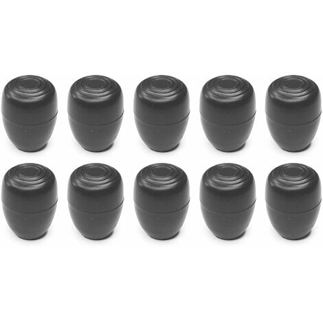 10x embout tube de chaise protection pied bouchon rond noir fond renforcé 7mm, diamètre 16mm