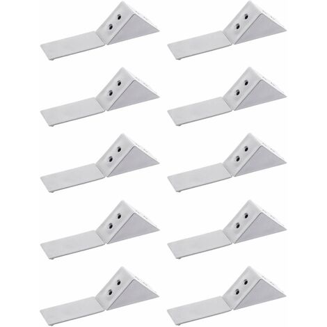 10x Equerre d'assemblage double raccord universel Taquet Ferrure Angle Connecteur Meuble Etagère Caisson, gris clair
