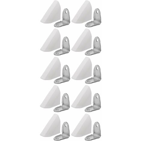 10x Equerre d'assemblage en métal avec cache en plastique Connecteur Angle Couvercle Meuble Caisson Etagère Capuchon Raccordement, blanc