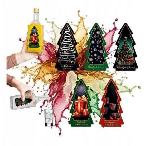 10x Etiquetas navide帽as PEGATINAS DE 脕RBOL DE NAVIDAD para botellas de tinturas alcoh贸licas Navidad