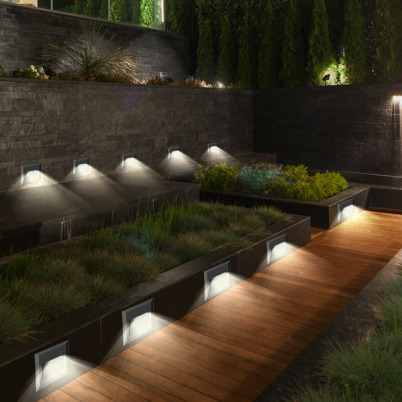 

10x LED lámparas de fachada de pared pasos luces de trama focos de patio negros