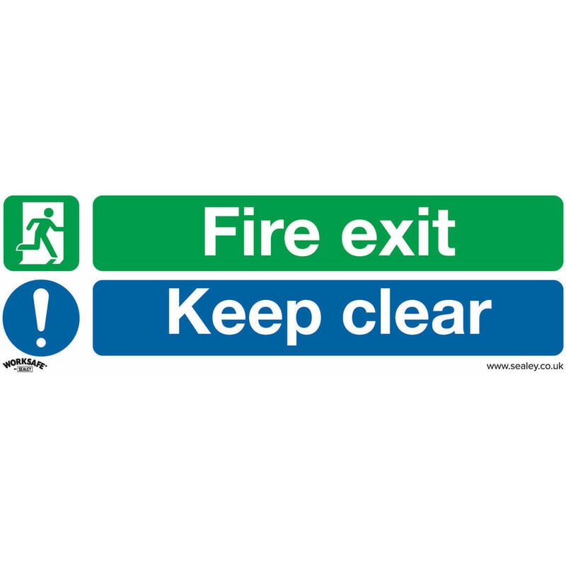 Loops - 10x fire exit keep clear Health & Safety Sign Rigid Plastic 300 x 100mm Warning