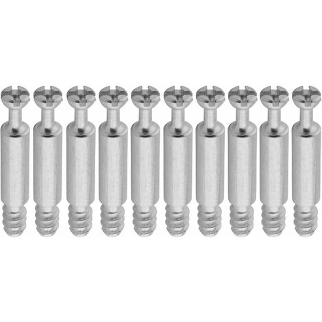 10x goujon ferrure raccord d'assemblage lisse rastex panneau meuble acier brut, 8x34mm