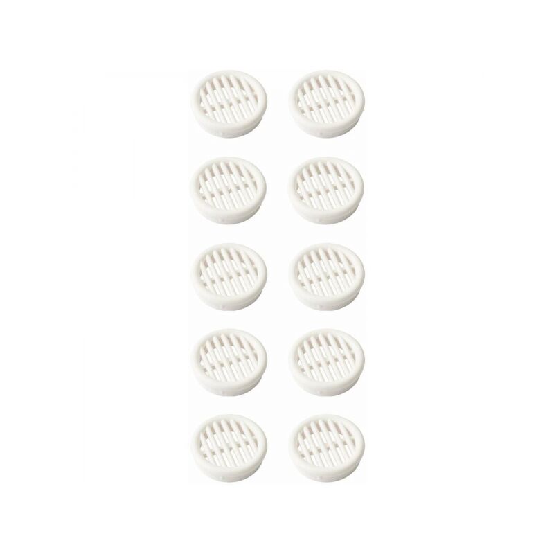 Serbia - 10x Grille d'aération ronde en plastique diamètre d'encastrement 39.5mm hauteur 11,mm Ventilation Cache Protection Plafond Mur, blanc