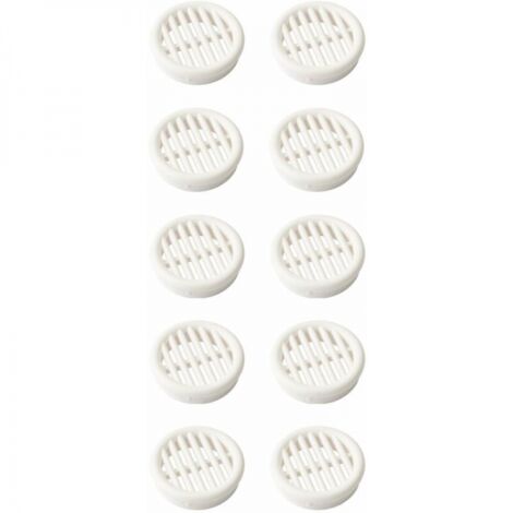 10x Grille d'aération ronde en plastique diamètre d'encastrement 39.5mm hauteur 11,mm Ventilation Cache Protection Plafond Mur, blanc