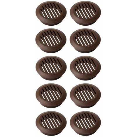 10x Grille d'aération ronde en plastique diamètre d'encastrement 49mm hauteur 16,5mm Ventilation Cache Protection Plafond Mur, marron