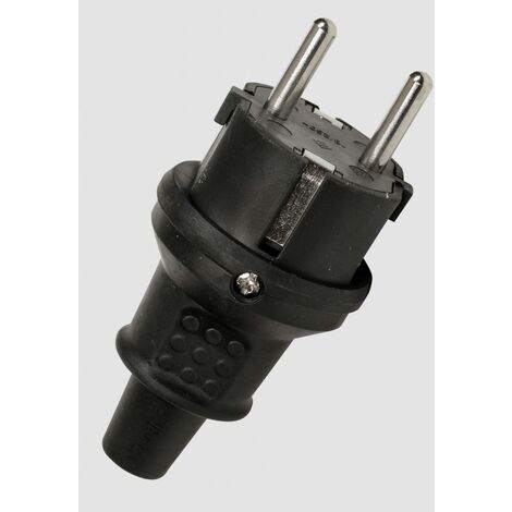 10x HEITECH Schutzkontakt Zwischenstecker Schwarz IP20 Gummi Schukokupplung