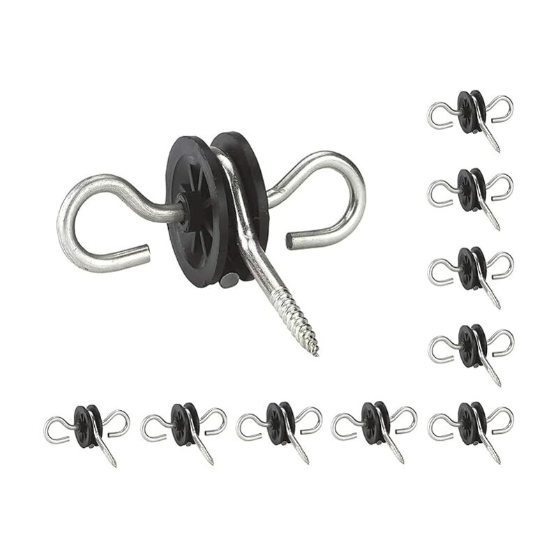 10X Isolateur de Clôture électrique, Robuste Galvanisés à Double Crochet Isolateurs de Poignée de Porte de Clôture électrique pour Barrières de