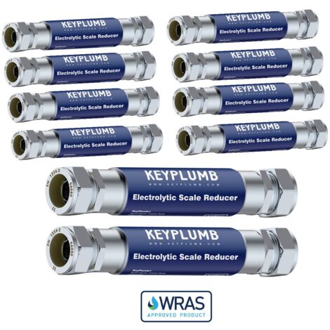 10x Keyplumb Inline Electrolytic Scale Reducer Inhibitor 15mm Compression WRAS