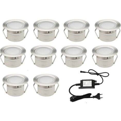 10x Lampe de Spot A LED pour Terrasse Enterré Plafonnier DC12V 1W IP67 Ø32mm Lampe Extérieur Déco Pour Chemin Escalier Pisc