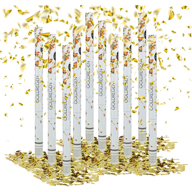 10x Lanceurs confettis 80 cm canons party popper fête décoration mariage cadeau anniversaire portée 6-8 m, doré