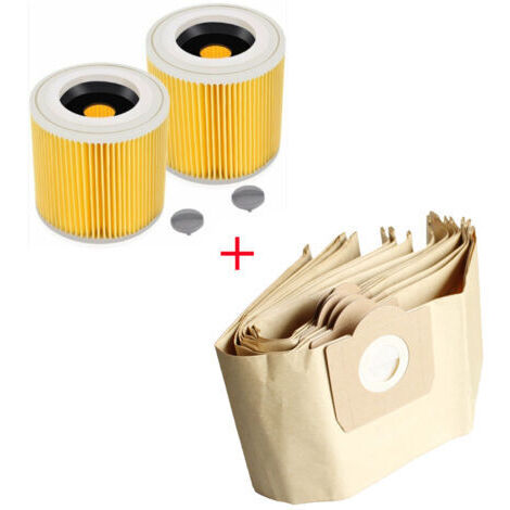 10X le Sac à PoussièRe 2X Filtre pour Aspirateur KARCHER WD3 Premium WD 3300 M WD 3200 WD3500 P 6959-130