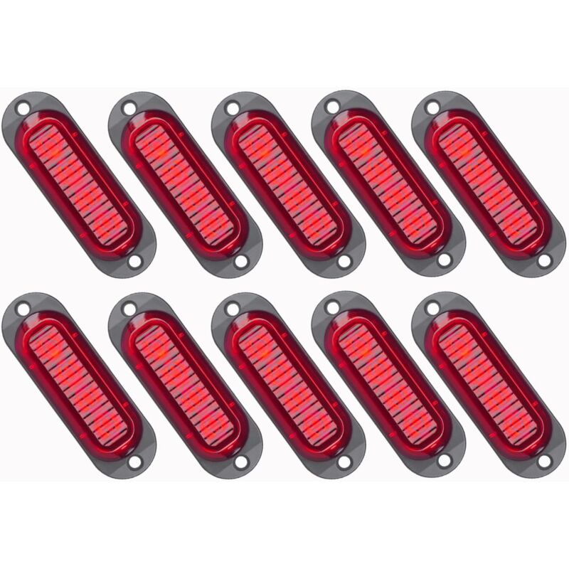 10X LED Feux de Marquage Latéral 12 / 24V Feux De Gabarit LED Remorque Lampe Latérale Avertissement Lumière pour Camion RV Caravan (Rouge)