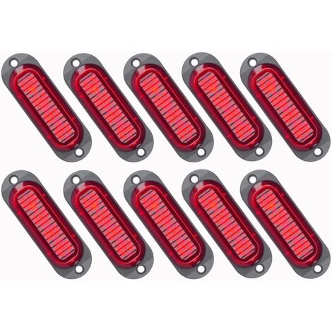 10X LED Feux de Marquage Latéral 12 / 24V Feux De Gabarit LED Remorque Lampe Latérale Avertissement Lumière pour Camion RV Caravan (Rouge)