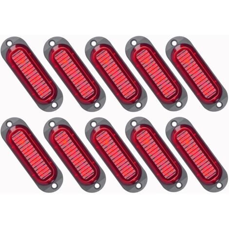 10X LED Feux de Marquage Latéral 12 / 24V Feux De Gabarit LED Remorque Lampe Latérale Avertissement Lumière pour Camion RV Caravan (Rouge),de dyk.Trywise