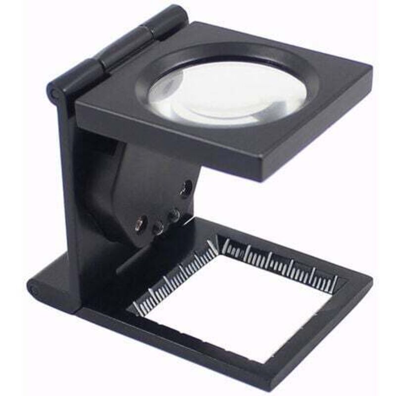 Yzmrbdqc - 10X led Loupe de Table Compte-Fils en Alliage de Zinc et Verre Pliable avec 2Led Lumière Échelle Loupe de Lecture Grande Lentille pour