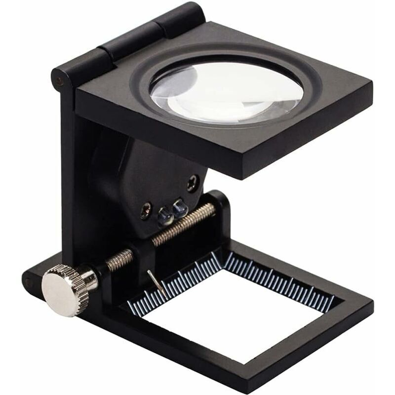 10X LED Loupe de Table Compte-Fils en Alliage de Zinc et Verre Pliable avec 2Led Lumière Échelle Loupe de Lecture Grande Lentille pour Maison