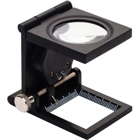 10X LED Tabletop Magnifier, Thread Counting Tool in Zinc Alloy and Glass, Foldable with 2 LED Lights, Large Lens, Reading Magnifier for Home, Crafts, Jewelry Making, Textile Repair, and Office Use