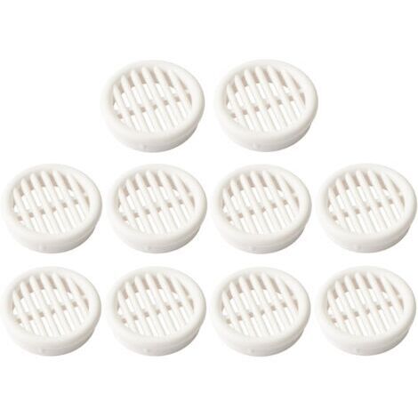 10x Lüftungsgitter rund Kunststoff Einbaudurchmesser 54.5mm Höhe 11.5mm Schutzabdeckung Decke Wand Tischlerei, weiß
