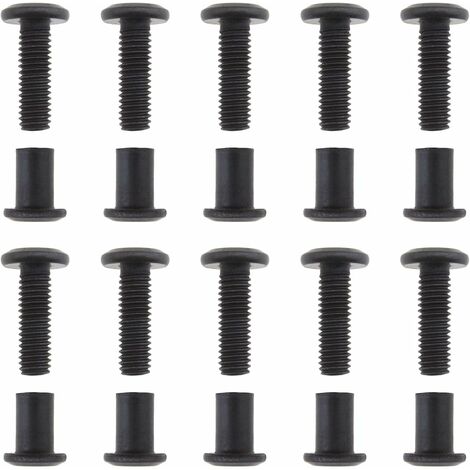 10x M6x20mm Boulon de Reliure à Tête Plate Vis Poteau en Acier au Carbone Capuchon à Douille Hexagonale Adapté Noir