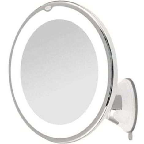 10x Magnifying Shaving Mirror with LED Light and Lockable Suction Cup Mount, 360° Rotation